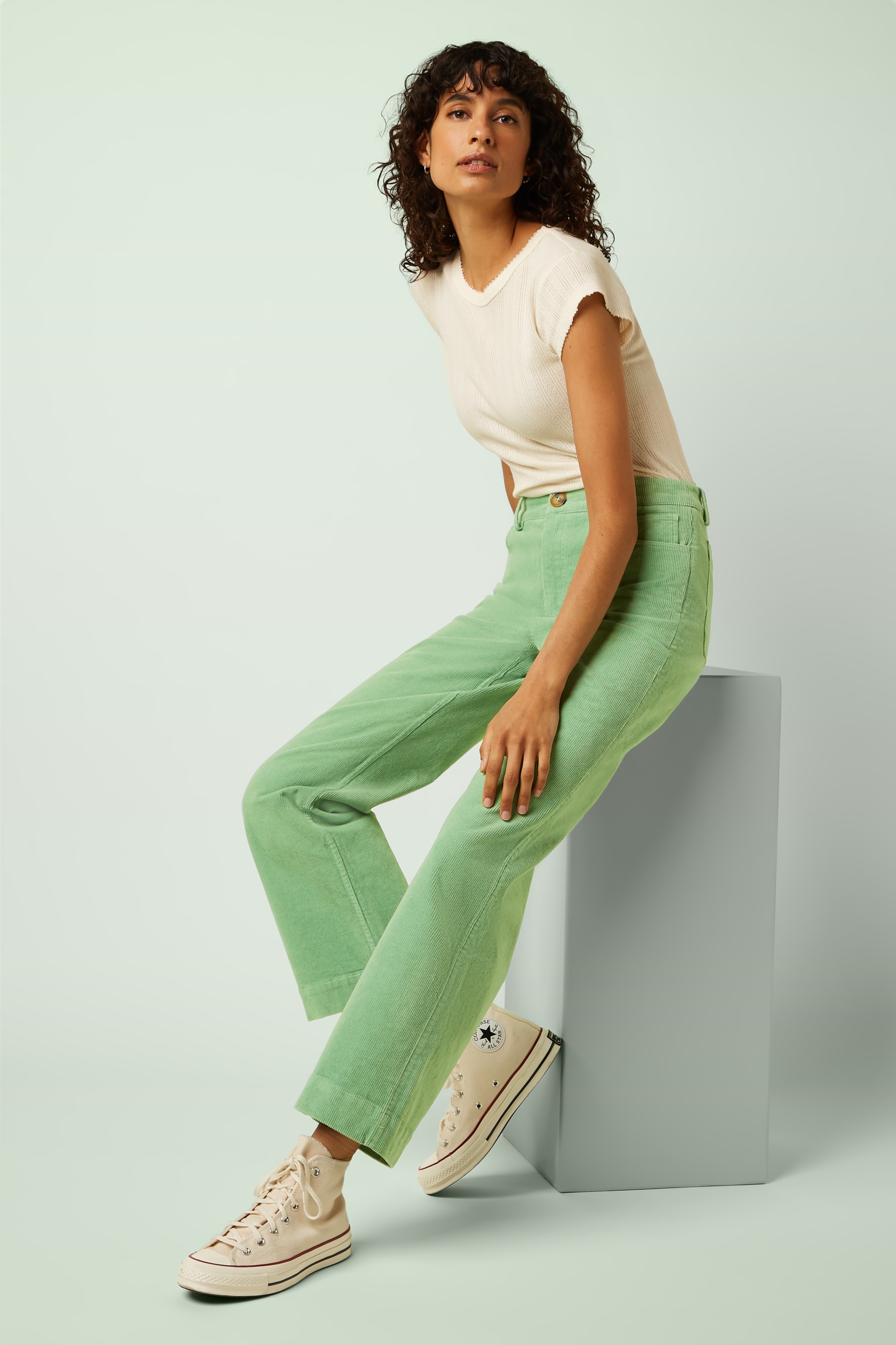 King Louie - Bob corduroy broek in Sprucestone mint 5