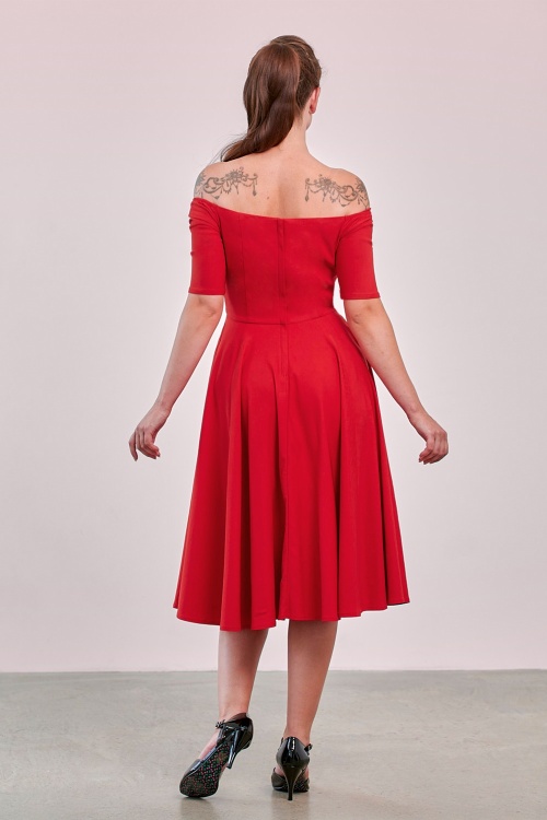 Banned Retro - Amalia swing jurk in rood 2
