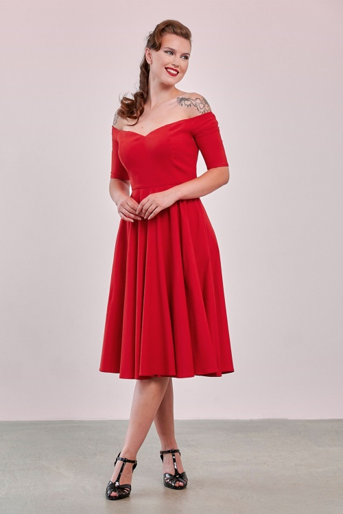 Banned Retro - Amalia swing jurk in rood