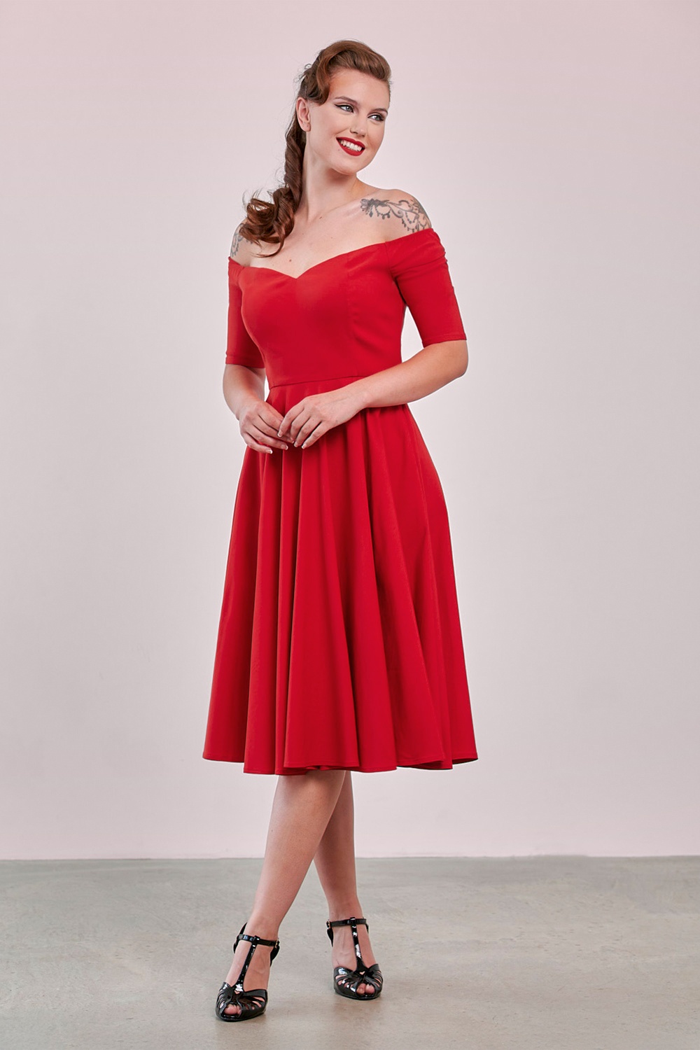 Banned Retro - Amalia swing jurk in rood