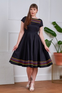 Banned Retro - Carmen swing jurk in zwart