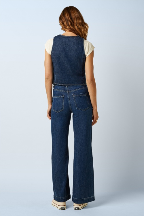 King Louie - Playa denim gilet in blauw tint 5