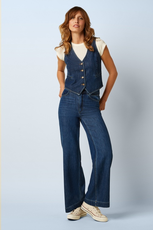 King Louie - Playa denim gilet in blauw tint 7