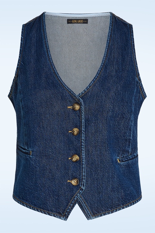 King Louie - Playa denim gilet in blauw tint 2
