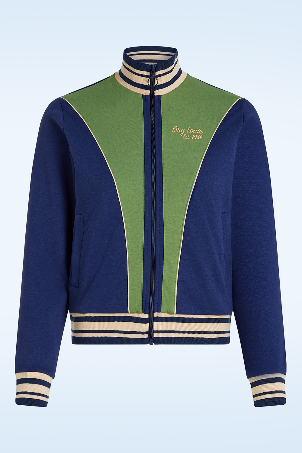 King Louie - Colorblock Daytona Sweat coljack in beacon blauw 2