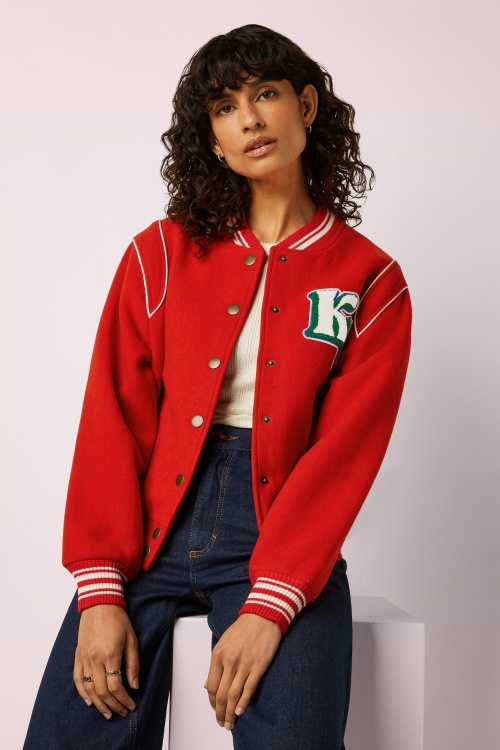 King Louie - Varsity Arizona jacket in vuurrood 