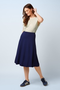 King Louie - Juno Milano Crepe midi rok in beacon blauw