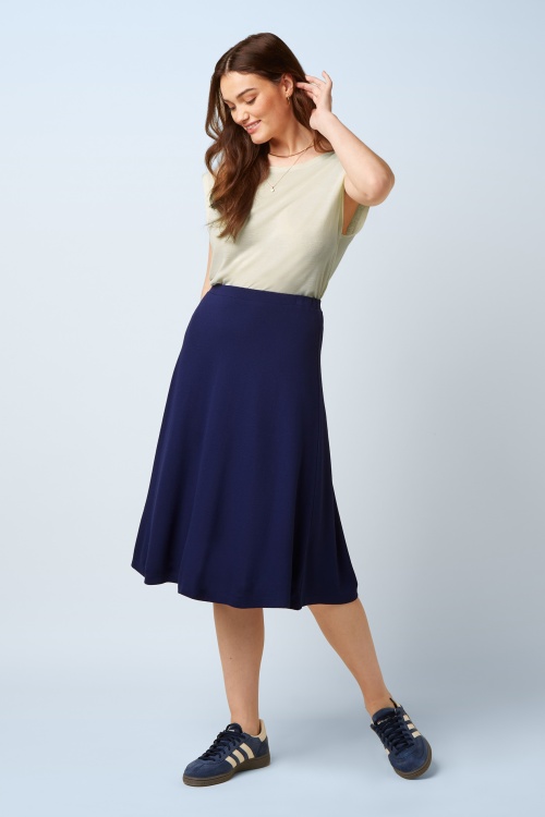 King Louie - Juno Milano Crepe midi rok in beacon blauw