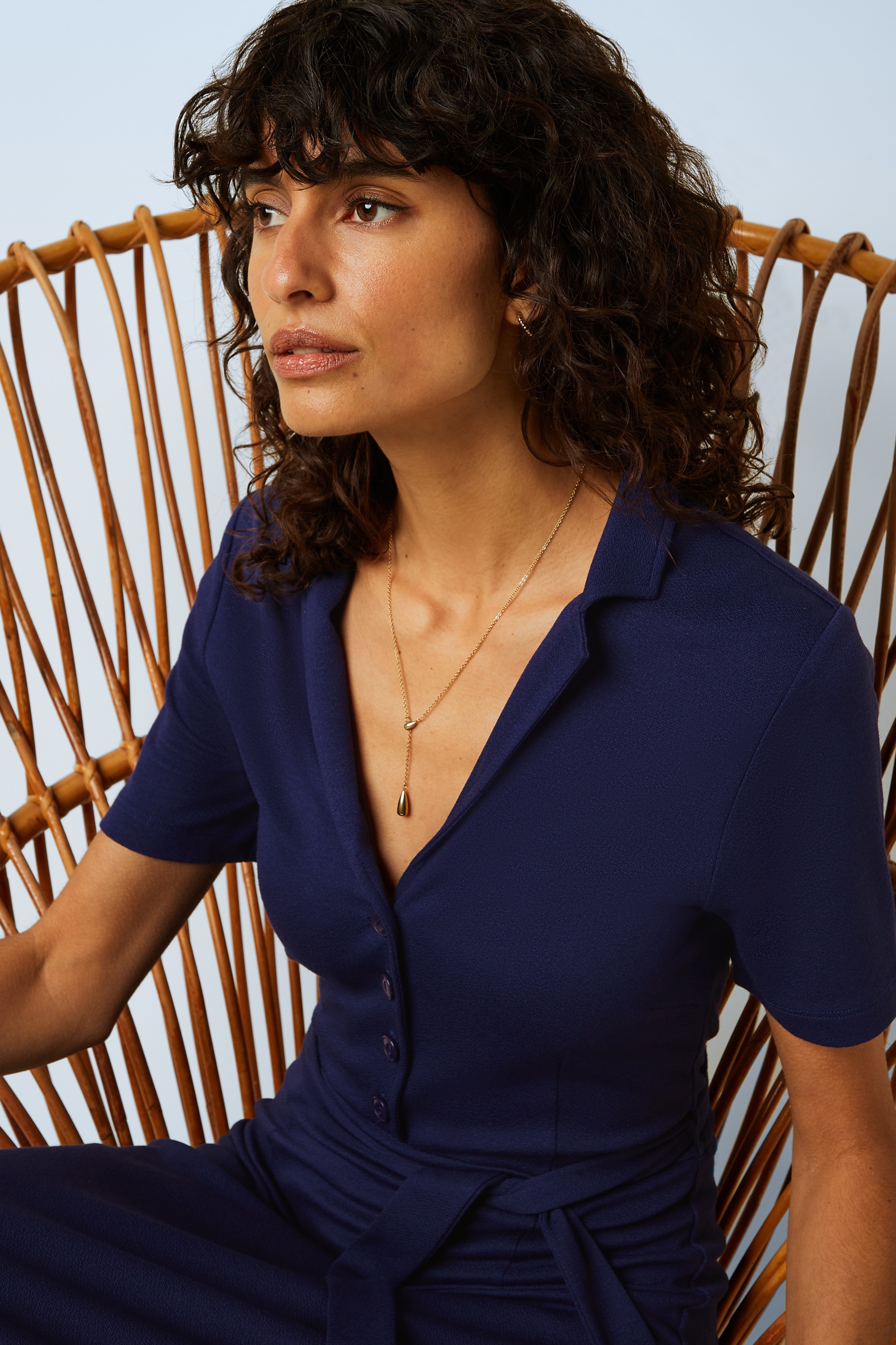 King Louie - Lola Milano Crepe jurk in beacon blauw 5