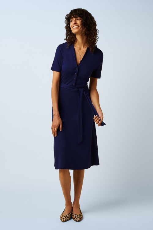King Louie - Juno Milano Crepe midi rok in beacon blauw