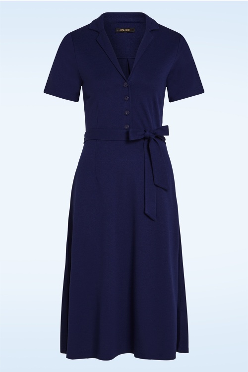 King Louie - Lola Milano Crepe jurk in beacon blauw 2