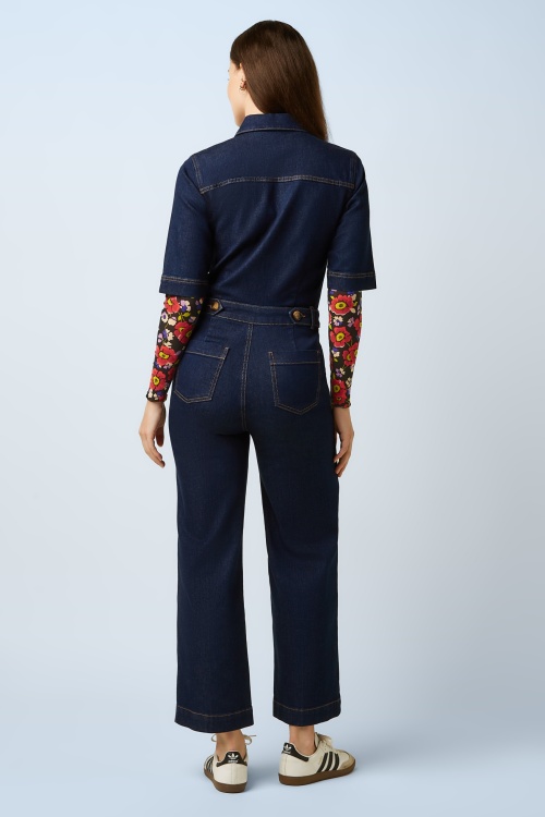 King Louie - Zip Onyx jumpsuit in diep blauw denim 3