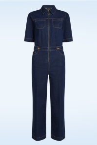 King Louie - Zip Onyx jumpsuit in diep blauw denim 2