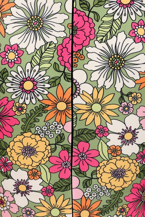 Vintage Chic for Topvintage - Topvintage exclusive ~ Esmeralda Flower swing jurk in groen 4