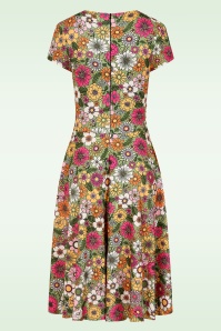 Vintage Chic for Topvintage - Topvintage exclusive ~ Esmeralda Flower swing jurk in groen 3