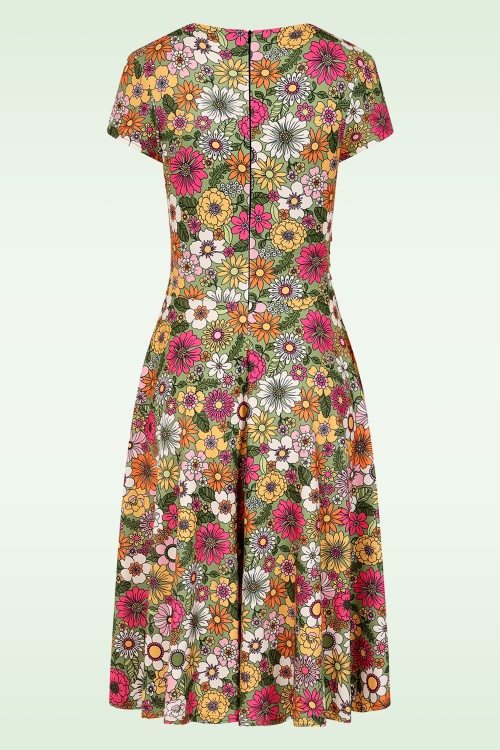 Vintage Chic for Topvintage - Topvintage exclusive ~ Esmeralda Flower swing jurk in groen 3