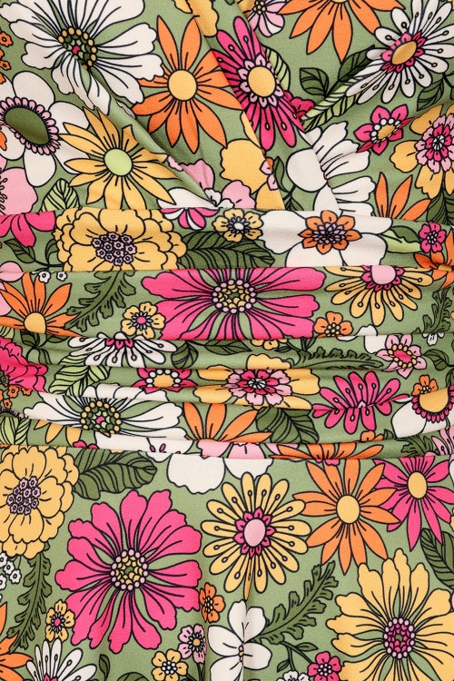 Vintage Chic for Topvintage - Topvintage exclusive ~ Esmeralda Flower swing jurk in groen 2