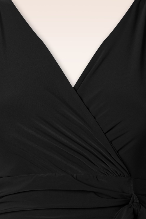 Vintage Chic for Topvintage - Topvintage exclusive ~ Stella ruffles pencil jurk in zwart 3