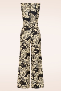 Vintage Chic for Topvintage - Topvintage exclusive ~ Tori Tropical Leaves jumpsuit in zwart 3