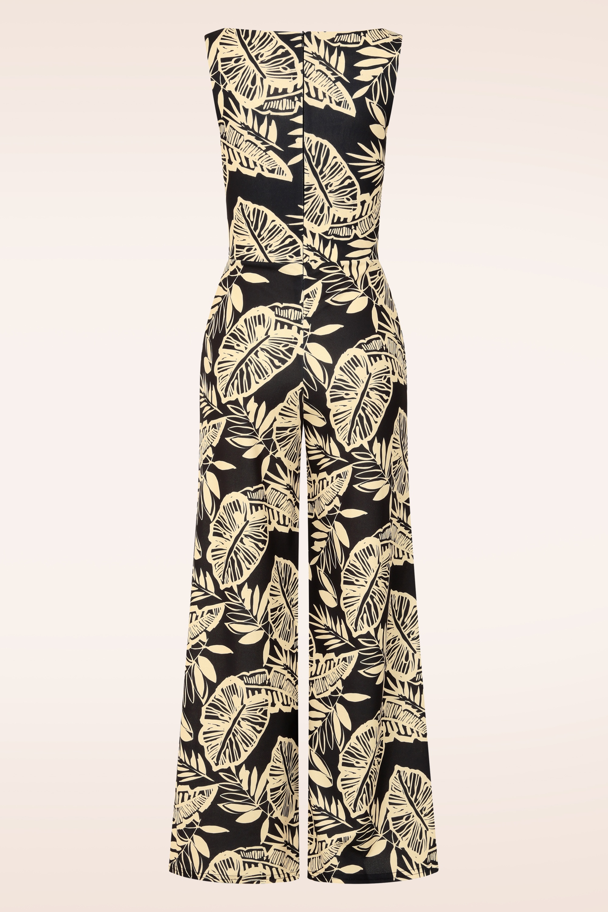 Vintage Chic for Topvintage - Topvintage exclusive ~ Tori Tropical Leaves jumpsuit in zwart 3