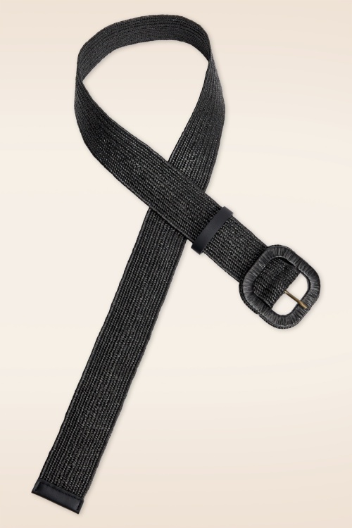 King Louie - Raffia riem in zwart