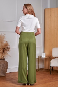 Banned Retro - Ottavia pantalon in olijfgroen 4