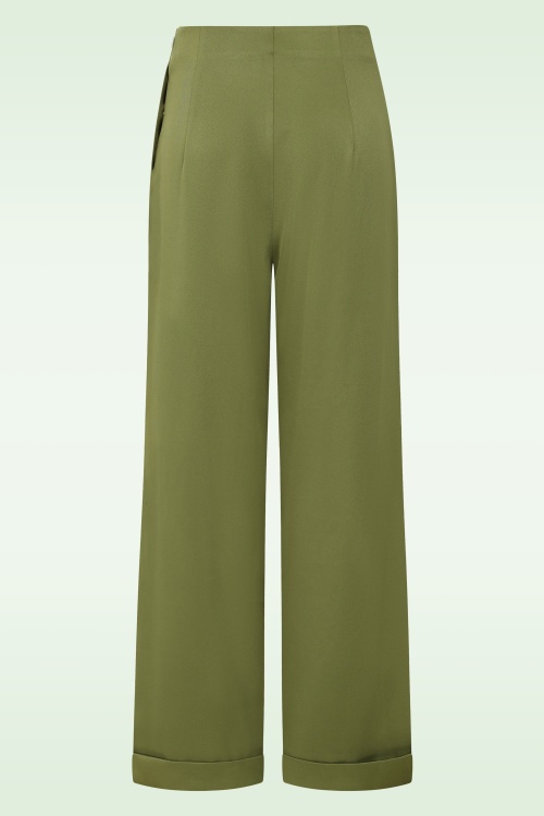Banned Retro - Ottavia pantalon in olijfgroen 5