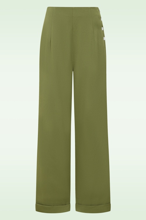 Banned Retro - Ottavia pantalon in olijfgroen