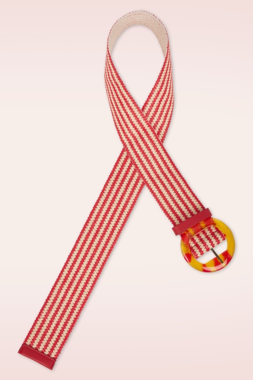 King Louie - Striped riem in chili rood