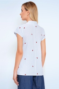 Circus - Anna katoenen gestreepte aardbeien blouse in lichtblauw en wit 3