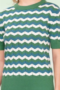 Circus - Gianna katoenen zigzag gebreide top in groen en multi 2