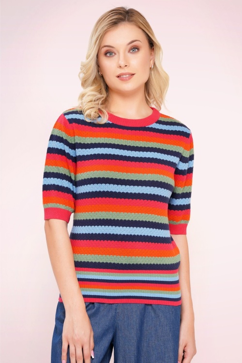 Circus - Milla katoenen gestreepte gebreide top in multi