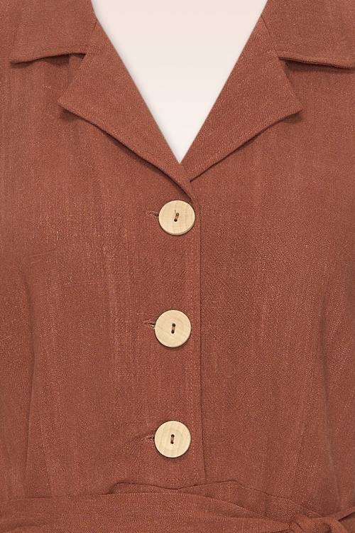 Very Cherry - Revers Linen midi jurk in terracotta  2