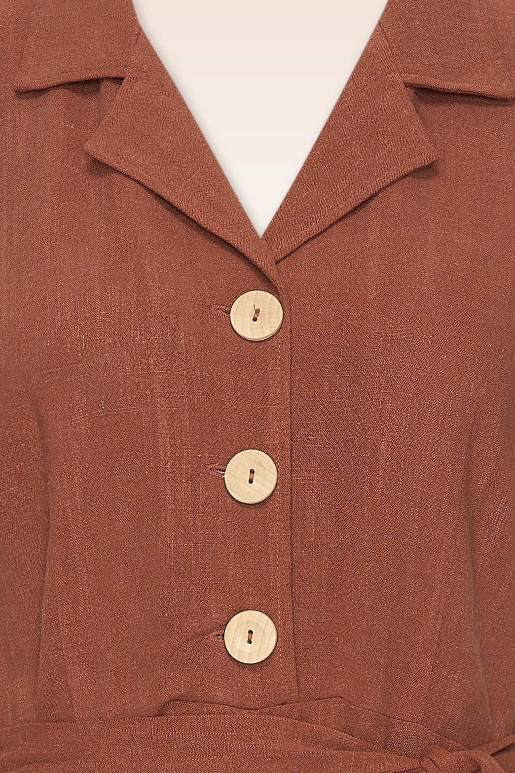 Very Cherry - Revers Linen midi jurk in terracotta  2