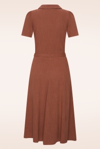 Very Cherry - Revers Linen midi jurk in terracotta  3