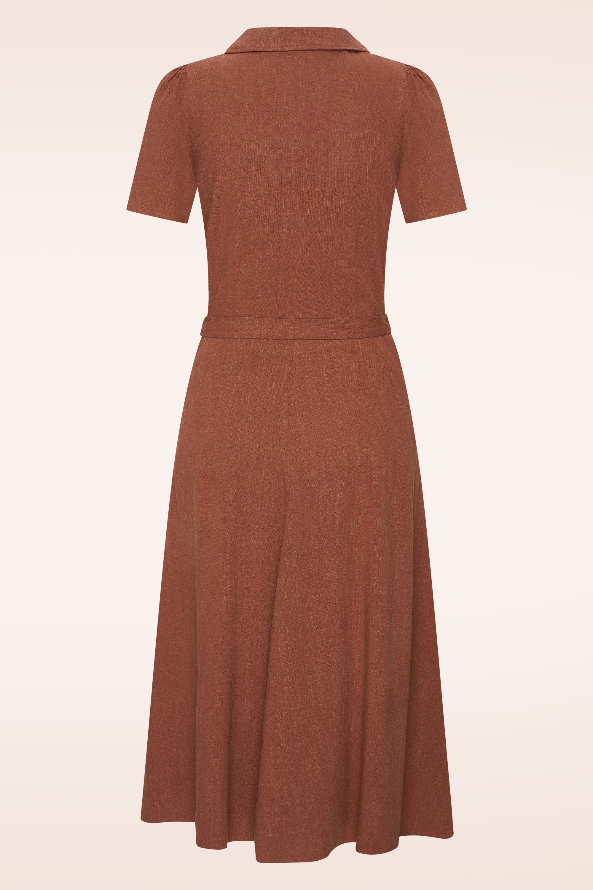 Very Cherry - Revers Linen midi jurk in terracotta  3
