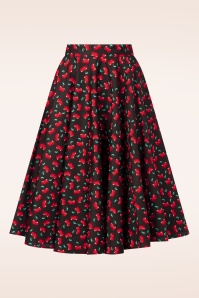 Topvintage Boutique Collection - Topvintage exclusive ~ Shelvia Cherry swing rok in zwart 2