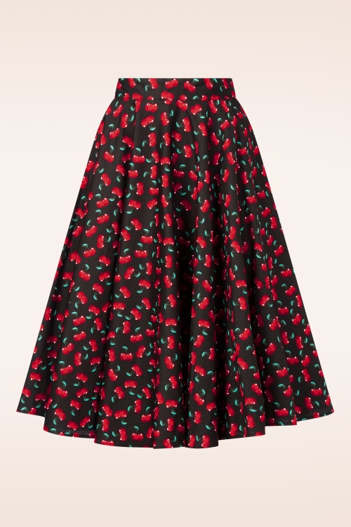 Topvintage Boutique Collection - Topvintage exclusive ~ Shelvia Cherry swing rok in zwart 2