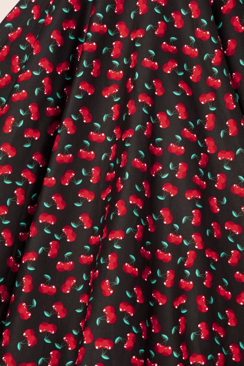 Topvintage Boutique Collection - Topvintage exclusive ~ Shelvia Cherry swing rok in zwart 4