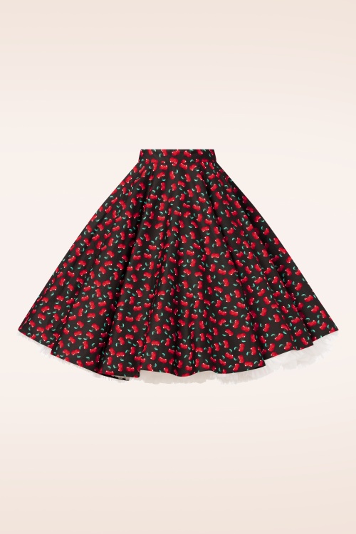 Topvintage Boutique Collection - Topvintage exclusive ~ Shelvia Cherry swing rok in zwart 3