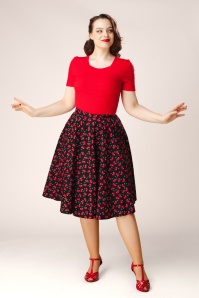 Topvintage Boutique Collection - Topvintage exclusive ~ Shelvia Cherry swing rok in zwart