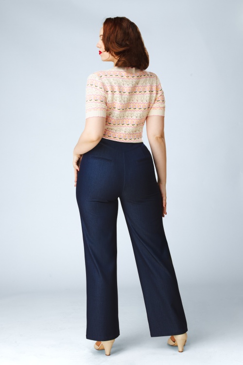 Topvintage Boutique Collection - Topvintage exclusive ~ Livia pantalon in marineblauw 4