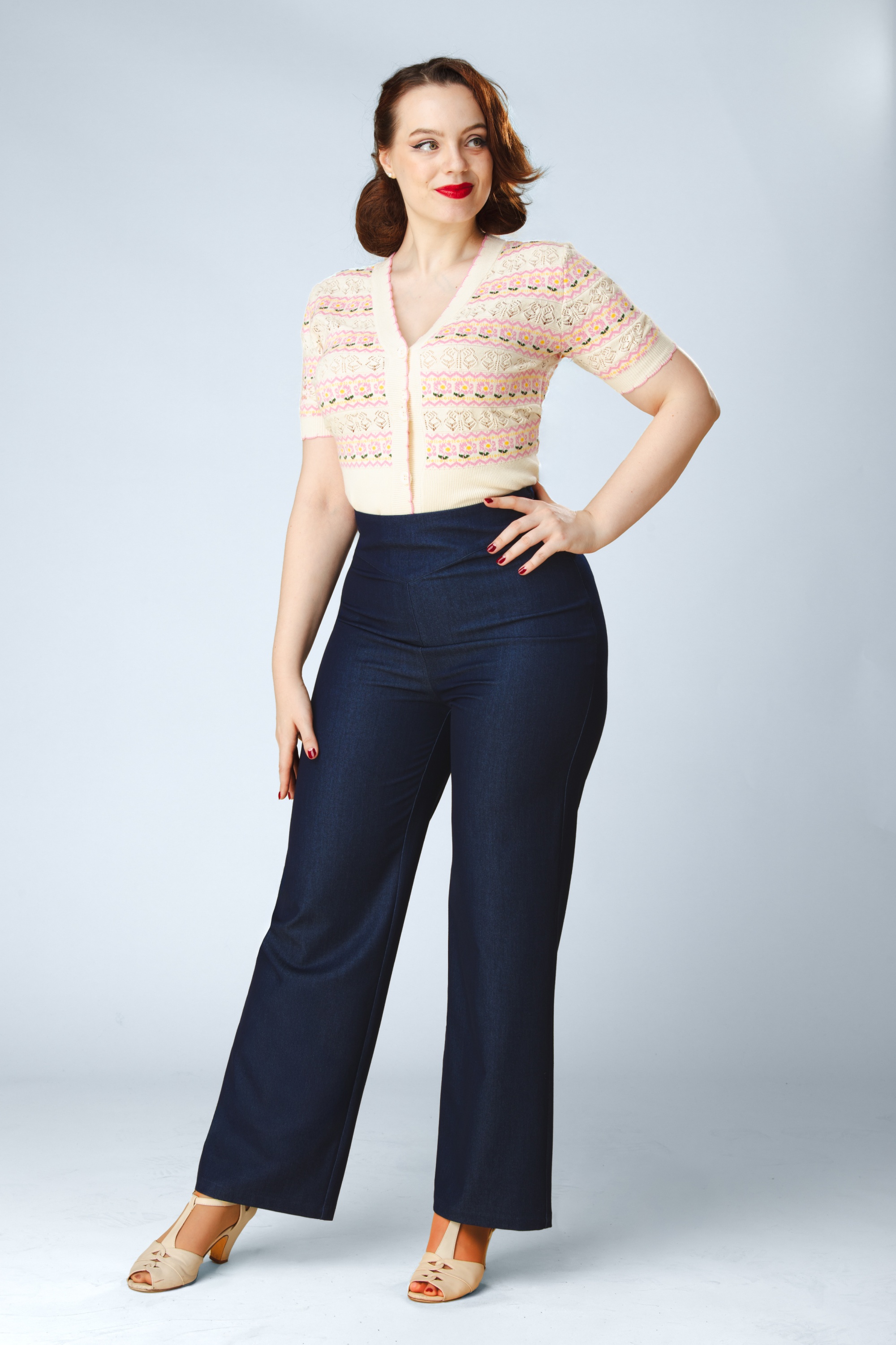 Topvintage Boutique Collection - Topvintage exclusive ~ Livia pantalon in marineblauw