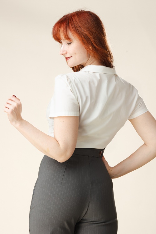 Topvintage Boutique Collection - Topvintage Exclusive ~ Indra blouse in gebroken wit 5