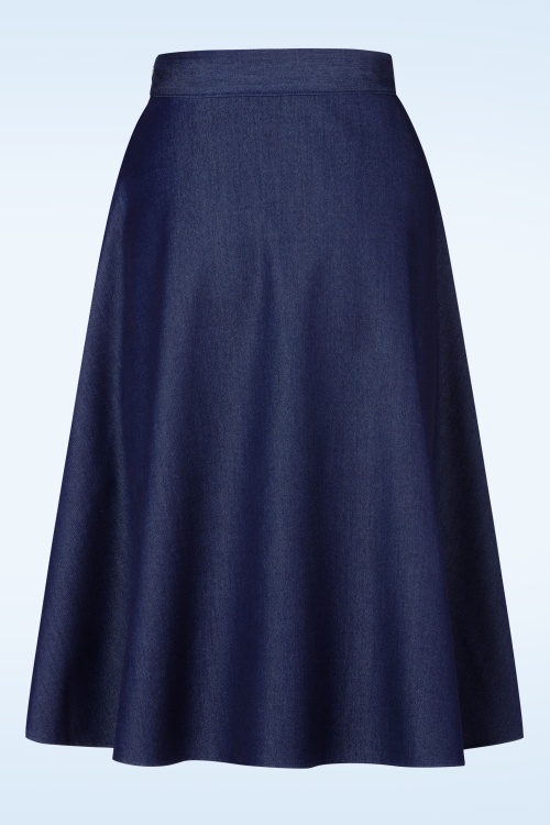 Topvintage Boutique Collection - Topvintage exclusive ~ Sylvie a-lijn rok in marineblauw 5