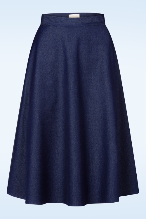 Topvintage Boutique Collection - Topvintage exclusive ~ Sylvie a-lijn rok in marineblauw 2