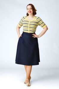 Topvintage Boutique Collection - Topvintage exclusive ~ Sylvie a-lijn rok in marineblauw