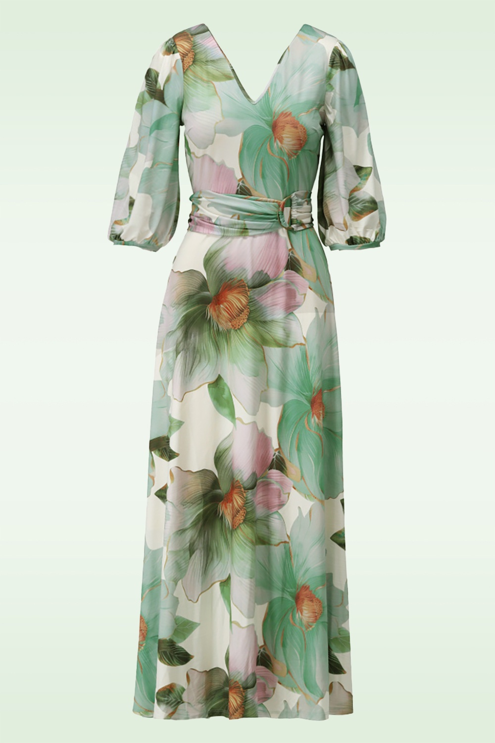 K-Design - Petal Promise maxi jurk in gebroken wit en multi