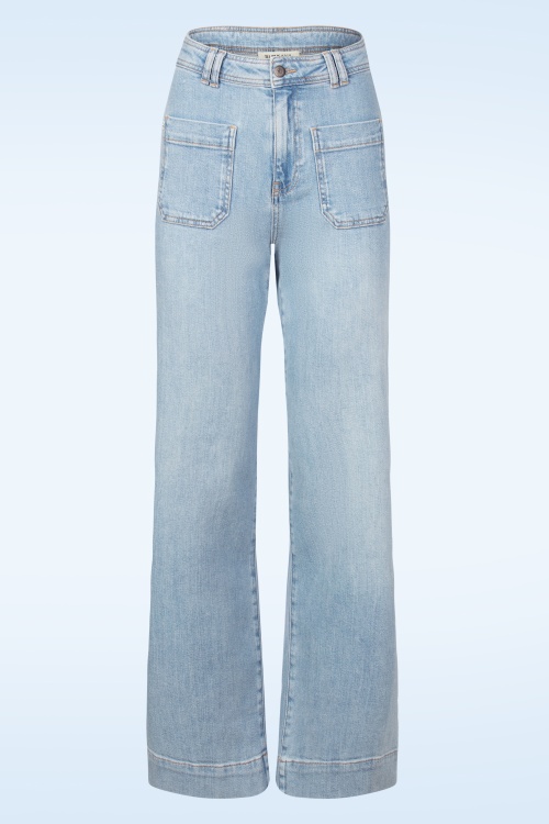 Surkana - Maureen wide leg broek in hemelsblauw