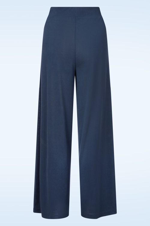 Surkana - Stacy pantalon met wijde pijpen in marineblauw 3